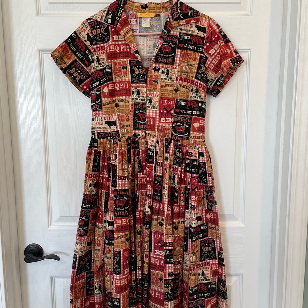 Bernie Dexter What’s Cookin Drive-In Dress EUC L